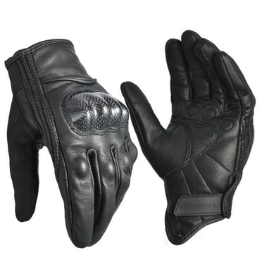 Motorcycle Gloves for Men Hard Knuckle Touchscreen Full Finger Leather Gloves Protection Riding Driving Biker Glove Black
