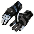 thumbnail image 1 of Motorcycle Gloves for Men Hard Knuckle Touchscreen Full Finger Leather Gloves Protection Riding Driving, Blue + Black, 1 of 5