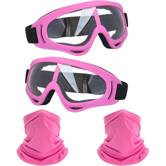 Motorcycle Goggles,2 Pack Dirt Bike ATV Motocross Riding Hiking Protective with 2 Pack Neck Breathable Bandana Mask