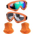 thumbnail image 1 of Motorcycle Goggles,2 Pack Dirt Bike ATV Motocross Riding Hiking Protective with 2 Pack Neck Breathable Bandana Mask, 1 of 14