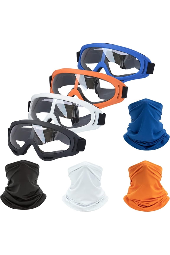 Motorcycle Goggles, Dirt Bike ATV Motocross Riding Offroad Protective with Neck Breathable Bandana Mask