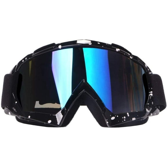 Motorcycle Goggles Dirt Bike Goggles Windproof ATV Dustproof Racing GogglesScratch Resistant Ski Goggles Protective Safety Glasses PU Resin (Black frame+Color lens)