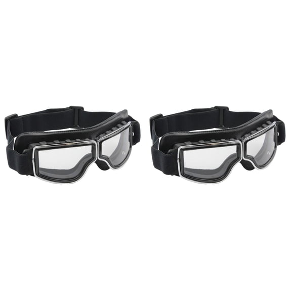 Motorcycle Goggles Fit Over Glasses For Men Vintage Leather Riding Glasses Scooter ATV Off Road Scratchproof Glasses Windproof Anti Fog Black