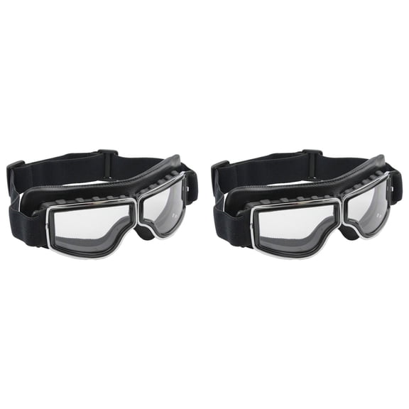 Motorcycle Goggles Fit Over Glasses For Men Vintage Leather Riding Glasses Scooter ATV Off Road Scratchproof Glasses Windproof Anti Fog Black