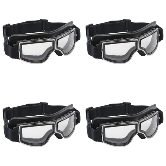Motorcycle Goggles Fit Over Glasses For Men Vintage Leather Riding Glasses Scooter ATV Off Road Scratchproof Glasses Windproof Anti Fog Black