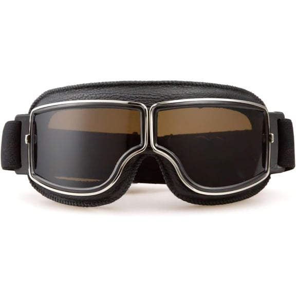 Motorcycle Goggles Vintage Aviator Pilot Style Leather Cruiser Scooter Motocross Goggles for Men, Women,Adults