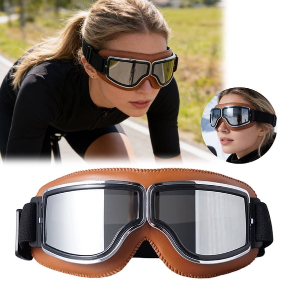 Motorcycle Goggles With Anti Slip Strap & Soft Padded Riding Glasses For Outdoor Sport(Orange-18X7.5Cm)