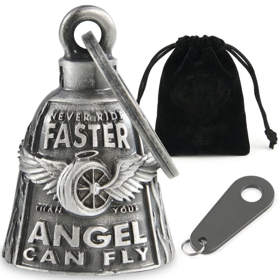 Motorcycle Guardian Bell for Bikers, Good Luck Gremlin Bell with Hanger & Keychain, 3D Zinc Alloy Riding Bell for Motorcycle Bicycle, Protective Gift for Rider Men Women (Guardian Angel)
