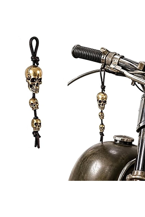 Motorcycle Guardian Ride Bell Accessory Keychain Skull Keychains | Halloween Spooky Cool Vintage Metal Gothic Punk Freedom Skeleton Ghost Shaped Charm Pendant Bag Purse Men Accessories