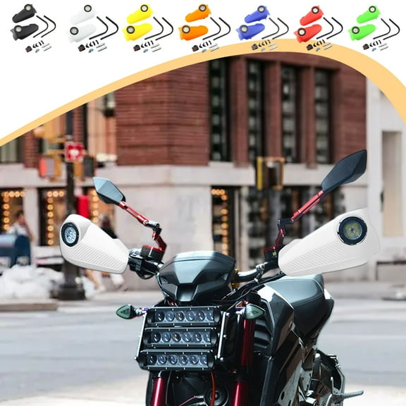 Motorcycle Hand Guards with LED Lights, Fall Protection Hand Covers, Carbon Fiber Pattern, Universal Fit, Black, Set of 2