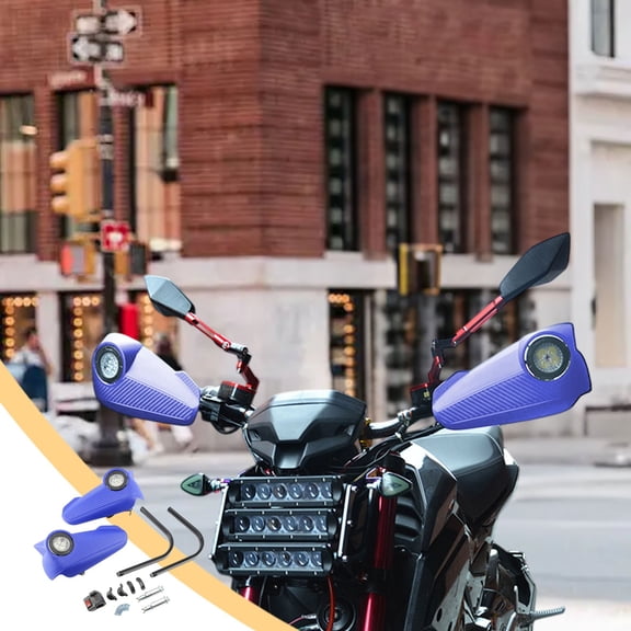 Motorcycle Handguard With LED Lights Windproof Hand Guards Turn Signal Light Protector Off Road Hand Shield Crash Protection Night Riding Safety Accessories Universal Fit Motorcycle