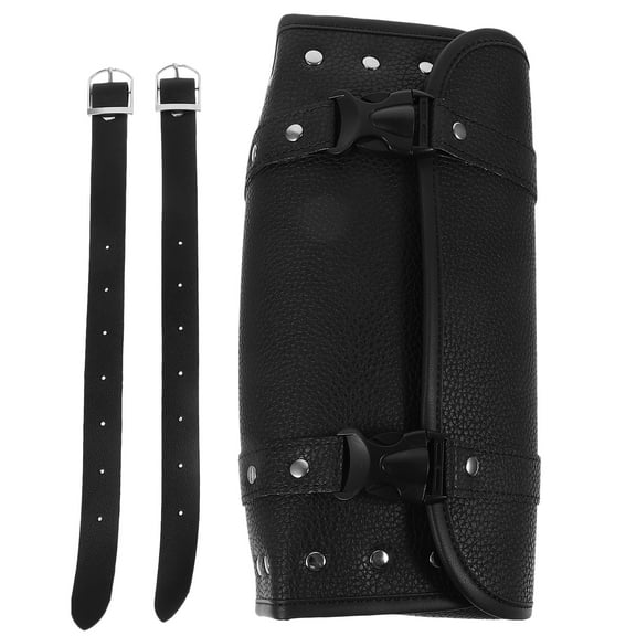 KHBUAB Weatherproof Motorcycle Fork Bag in Black Durable PU Material for Storage