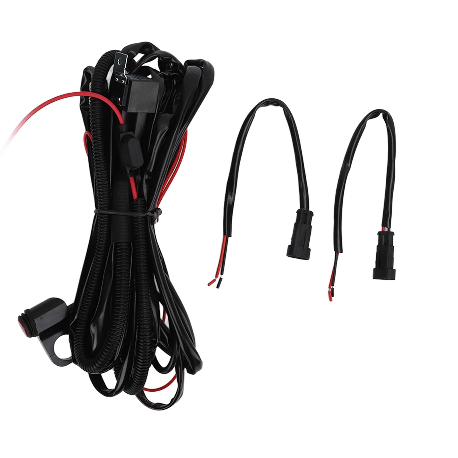Motorcycle Handlebar Button Switch Harness, 2.2M/2.41yd Cable Waterproof LED Fog Light Switch for ATV Dirt Bike
