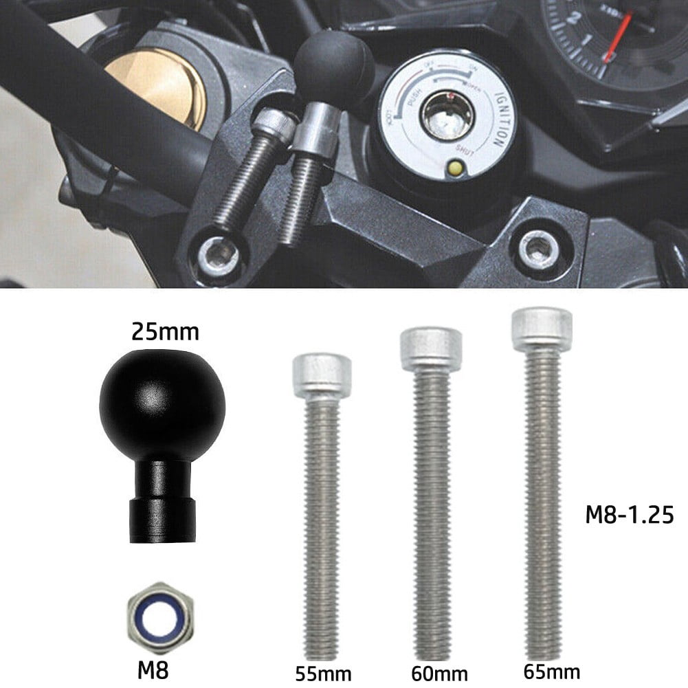 Motorcycle Handlebar Clamp Base 1 inch 25mm Ball with M8 Screws for Ram ...