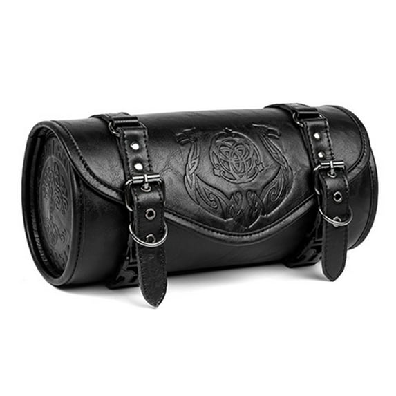 Motorcycle Handlebar Organizers Bag Punk Themed Design Waterproof Leather Multiple Storage Pockets Tool Carriers