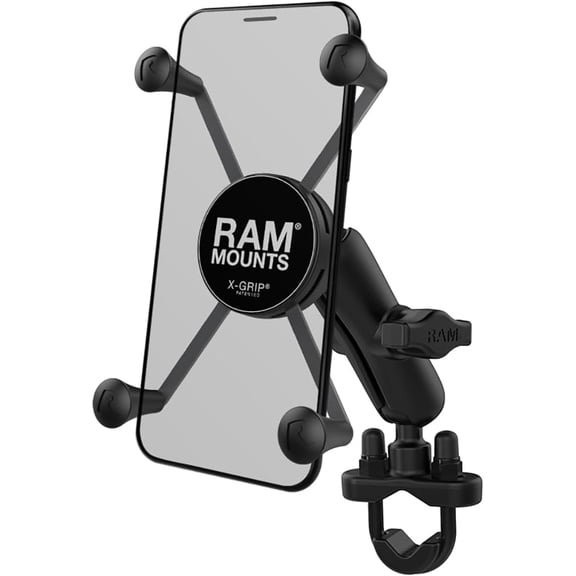 Motorcycle Handlebar Phone Mount with U-Bolt Base, X-Grip Universal Cell Holder Short Arm for Bike, ATV, Scooter RAM-B-149Z-A-UN10U