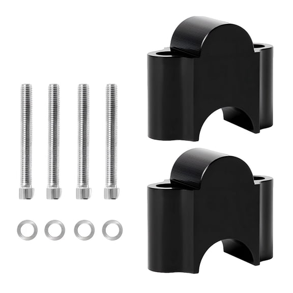 Motorcycle Handlebar Risers, CNC Aluminum Handle Bar Risers for Off-Road and Street Bikes, Black Design, Provides Precise Fit and Enhanced Control, Easy Installation with Bolts and Washers