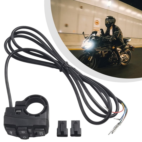 Motorcycle Handlebar Switch Waterproof IP54 ABS Compact 70G Easy Installation 22.2Mm Mount Control for 36V 48V Electric Bike Scooter Black