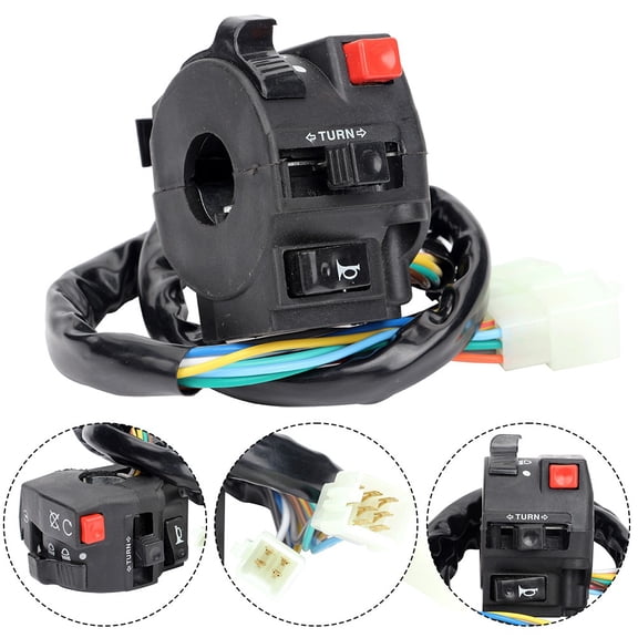 Motorcycle Handlebar Switch for 22mm ATV Dirt Bike, Multi-Function Headlight High Low Beam Turn Signal Starter Button, Fit 110-250cc