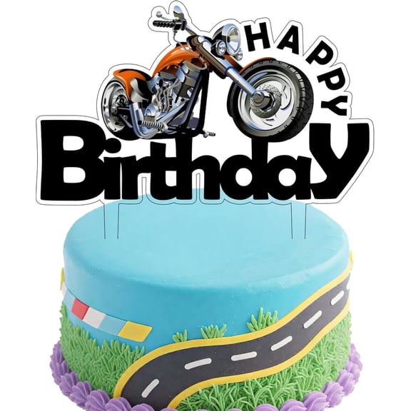 Motorcycle Happy Birthaday Cake Topper Motorcycle Racing Themed Cake Decoration Motorcycle Enthusiasts Birthday Party Supplies