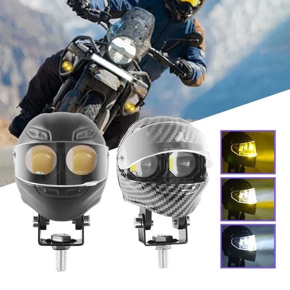 Motorcycle Headlight under $5! Cagogo Motorcycle Headlight, Helmet Style LED Light, White Yellow Dual Beam, Waterproof Motorcycle Accessory, ATV SUV Light, High Performance Lighting