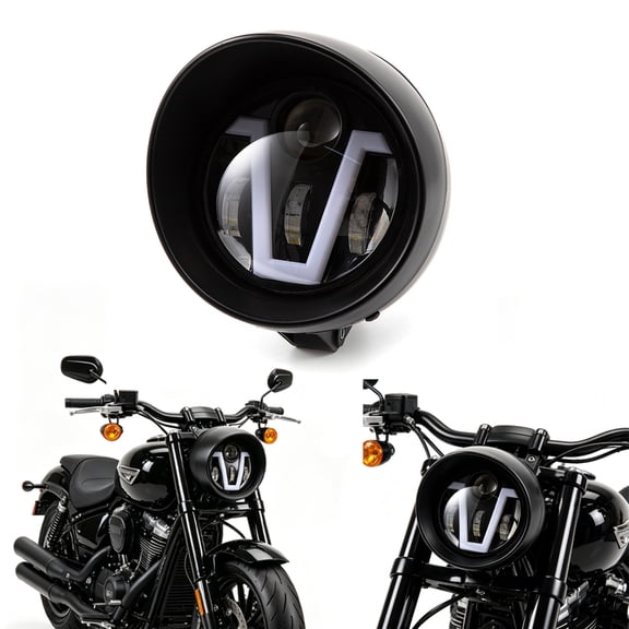 Motorcycle Headlight 7" Universal Angel Eye 12V LED Headlight Driving Fog Lamp Headlamp Spot Light For Cafe Racer Old School Touring