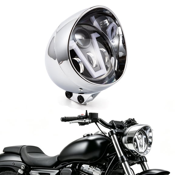 Motorcycle Headlight 7" Universal Angel Eye 12V LED Headlight Driving Fog Lamp Headlamp Spot Light For Cafe Racer Old School Touring