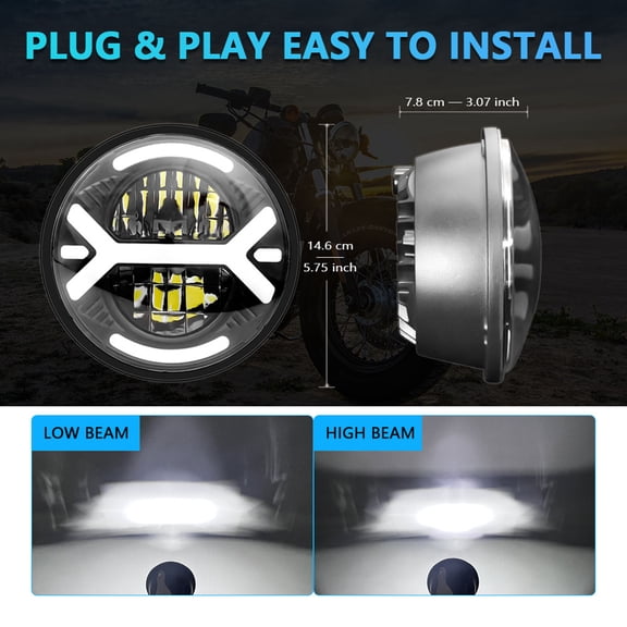 Motorcycle Headlight,Inch Ip67 Headlamp With 5-3/4 5.75 Waterproof Car Ip67 Waterproof Car Headlamp With /turn Beam 5.75 Inch Round Led Ip67 With /turn Car 5.75 Round Led