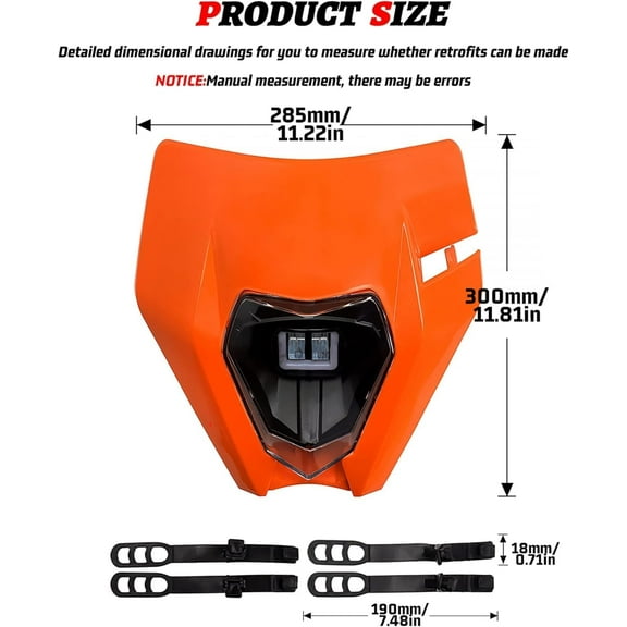 Motorcycle Headlight Kit - Universal Dirt Bike LED Headlight for Off-Road Motorcycles, White