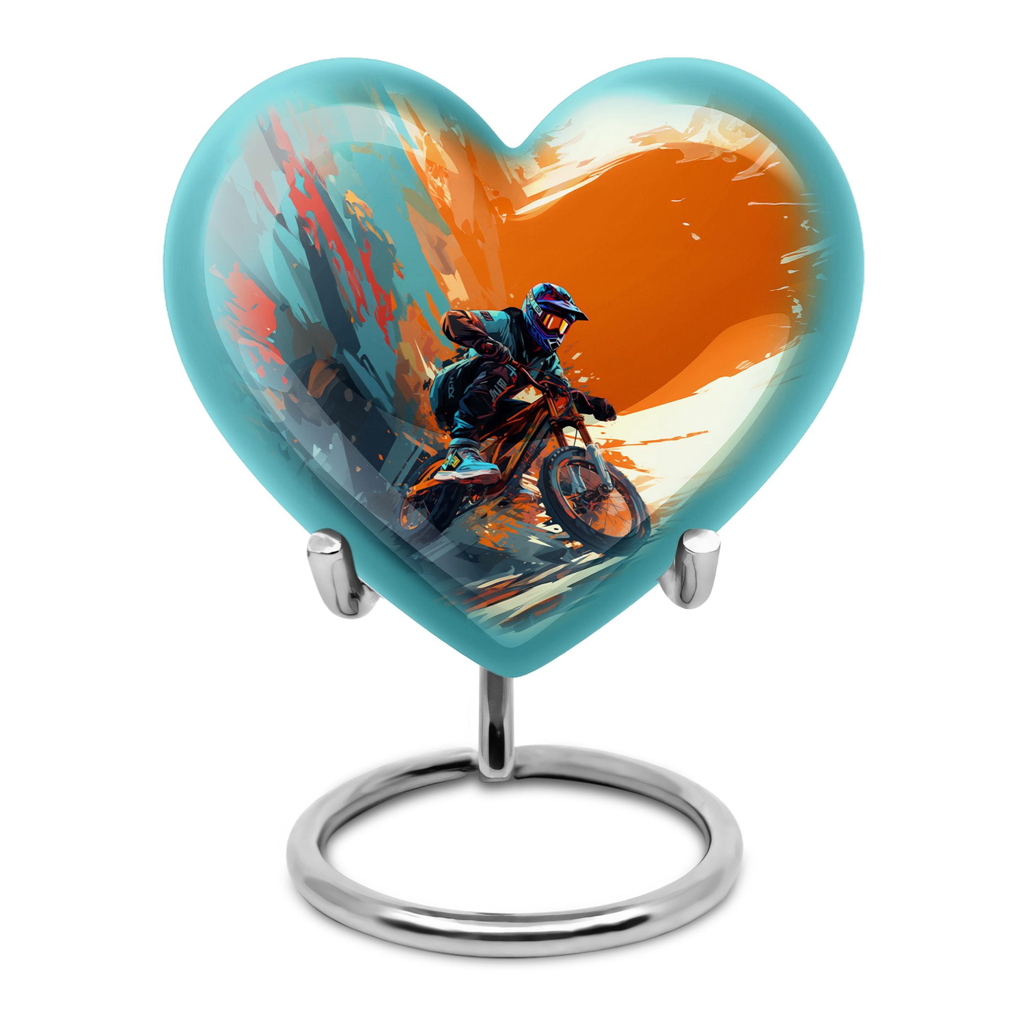Motorcycle Heart Shaped Urn Keepsake, Small Urns For Human Ashes Adult Male Female, Mini Urns For Ashes, Memorial Ashes Holder, Burial Funeral Decorative Keepsake Box For Ashes, 3inch Set Of 1
