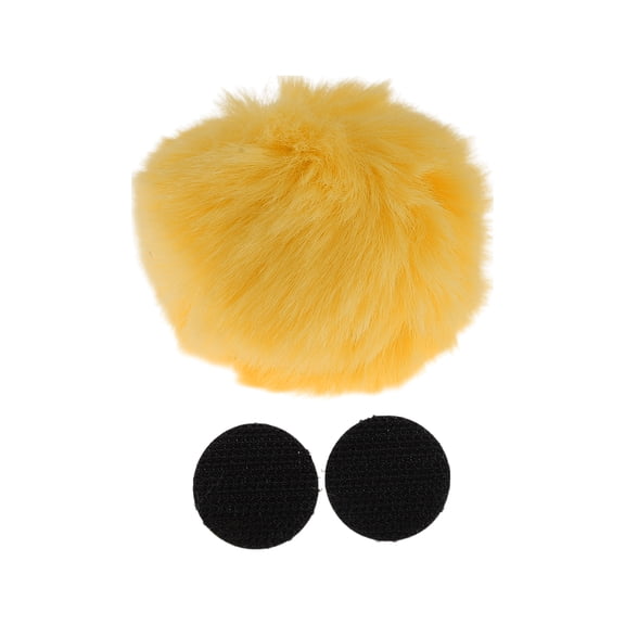 Motorcycle Helmet Accessories Decoration Round Tail for Motorcycle Bicycle Skiing Helmets Ginger Yellow Plush Stickers 1 Set