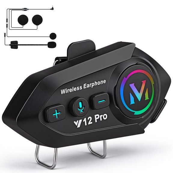Motorcycle Helmet Bluetooth 5.4 Headset Speakers,1000mAh HiFi Sound Noise Cancellation Earphone with Mircrophone & Voice Assistant,IP56 Waterproof 2 Way Intercom Wireless Headphones for All Helmets