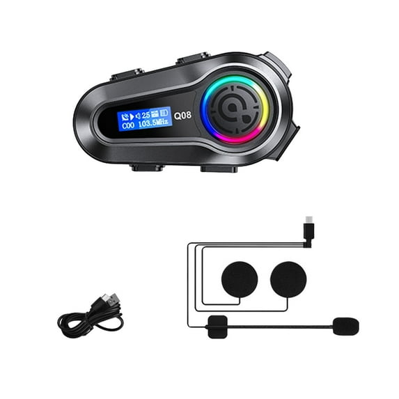 Motorcycle Helmet Bluetooth Headset, Motorbike Helmet Speaker, Noise Cancellation and Smart Voice Control, Long Range and Battery Life with LCD Display for Motorcycle Travel and Outdoor Adventures