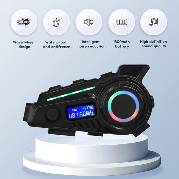 Motorcycle Helmet Bluetooth Headset, Motorcycle Helmet Speakers with 2 Type Mics, Hands Free Call/Music/IP65