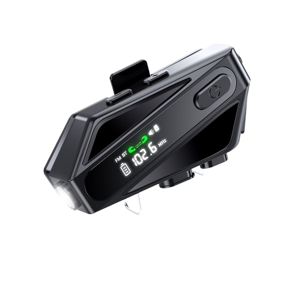 Motorcycle Helmet Bluetooth Headset with LED Display Headphones, 520M 2-Way Intercom, 24H Playtime