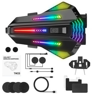 Xylobyte Motorcycle Bluetooth Headset with Wireless 6.0, 520m Helmet Intercom with Universal Pairing, IPX5 Waterproof Motorbike Communication System, Music Sharing & RGB Light