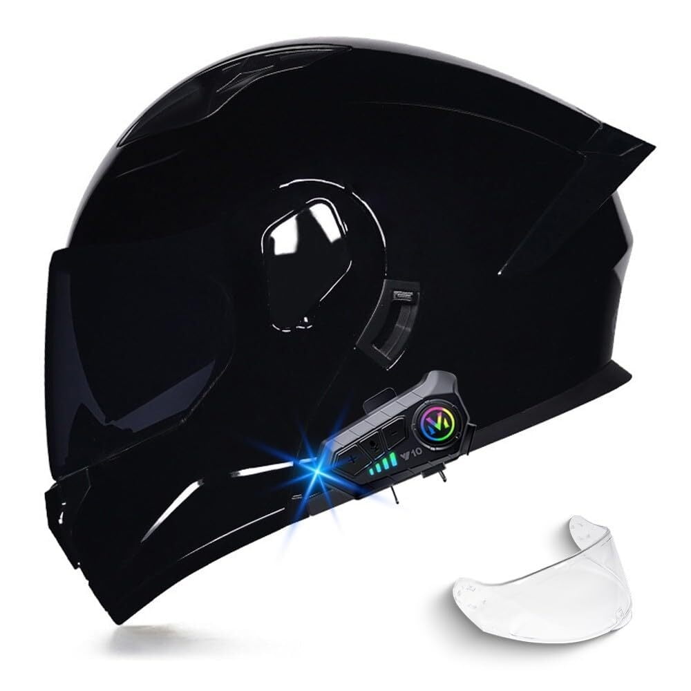 Motorcycle Helmet with Bluetooth Module, Flip Up Full Face Integrated