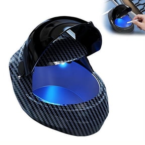 Motorcycle Helmet Car Ashtray, Carbon Fiber Texture Motorcycle Helmet Table Decor, Portable Car Ashtrays with Lid, Smell Proof for Car Truck SUV Keep Car Interior Accessories Gift for Men Dad