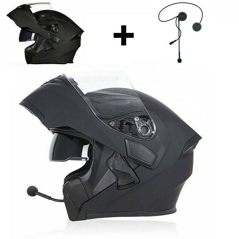 Bluetooth Motorcycle Helmet Flip Up Modular Moto Helmets With Tail DOT  Approval