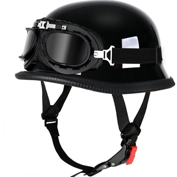 Motorcycle Helmet German Style Half Helmet Skull Cap Adult Men Women Half Shell Helmet, DOT Approved Retro Half Face Helmet for Cruiser Scooter Chopper