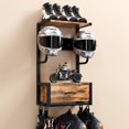 thumbnail image 1 of Motorcycle Helmet Holder Wall Mounted, Helmet Holder Wall Mount with Helmets Rack and Hooks for for 6 Helmets, Riding Suits & Accessories, Sturdy Construction Storage Organizer for Entryway or Garage, 1 of 18