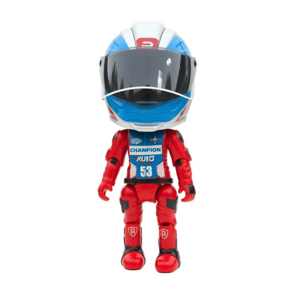 Motorcycle Helmet Robot Toy with Detailed Racing Suit and Helmet Design, Single Piece, Red and Blue, for Boys and Racing Fans, Collectible Figurine