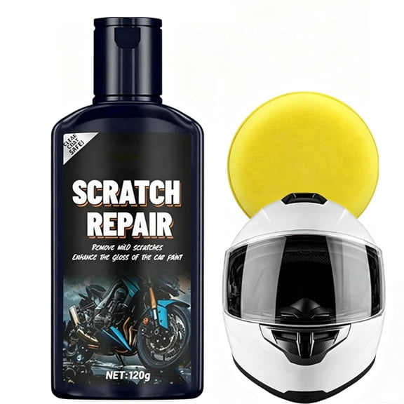 Motorcycle Helmet Scratch Remover, Restoration Repair Paste with Sponge, Multifunctional Polish Cream for Helmet Visor Goggles Eyeglasses(1 Pcs)