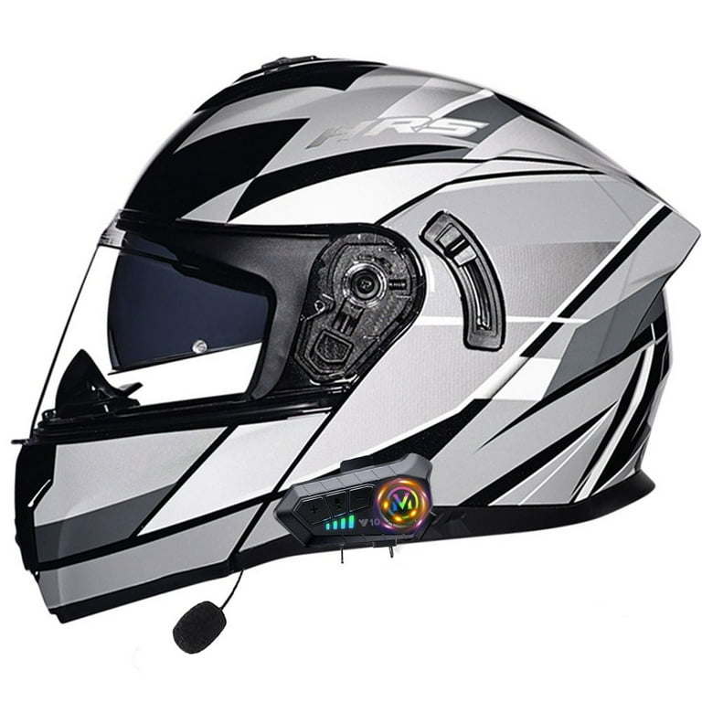 Motorcycle Helmets Bluetooth Flip up Modular Motorcycle Helmet Crash Helmet Street Bike Modular Helmet with Double Visor and Microphone Noise Free DOT Approved Helmet for Adult M XXL Walmart