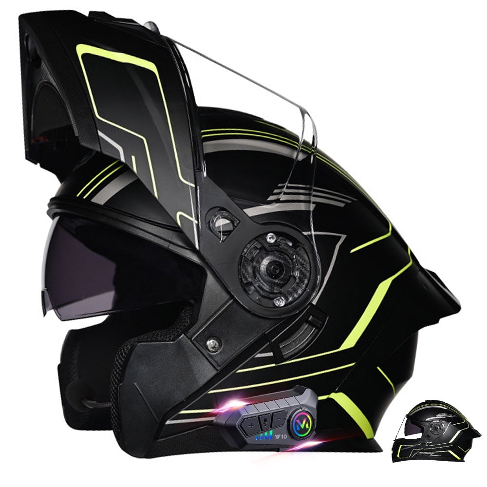 Motorcycle Helmets with Bluetooth, Helmet Dual Visor Flip up Modular