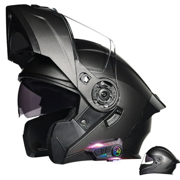 Motorcycle Helmets for Men Bluetooth Full Face Motorbike Helmet, Dot Approved Modular Pilot Helmet with Anti-Fog Dual Visors and Speaker Microphone, Off-Road Helmet Unisex-Adult