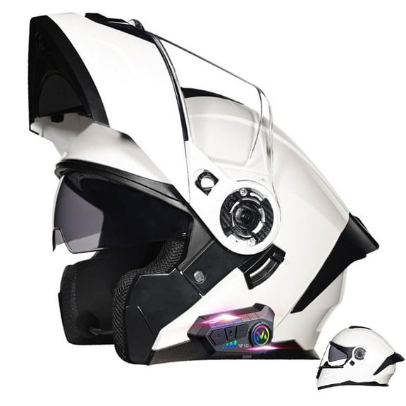 Motorcycle Helmets for Men Bluetooth Full Face Motorbike Helmet, Dot Approved Modular Pilot Helmet with Anti-Fog Dual Visors and Speaker Microphone, Off-Road Helmet Unisex-Adult