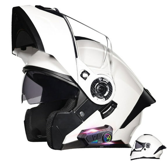 Motorcycle Helmets for Men Bluetooth Full Face Motorbike Helmet, Dot Approved Modular Pilot Helmet with Anti-Fog Dual Visors and Speaker Microphone, Off-Road Helmet Unisex-Adult