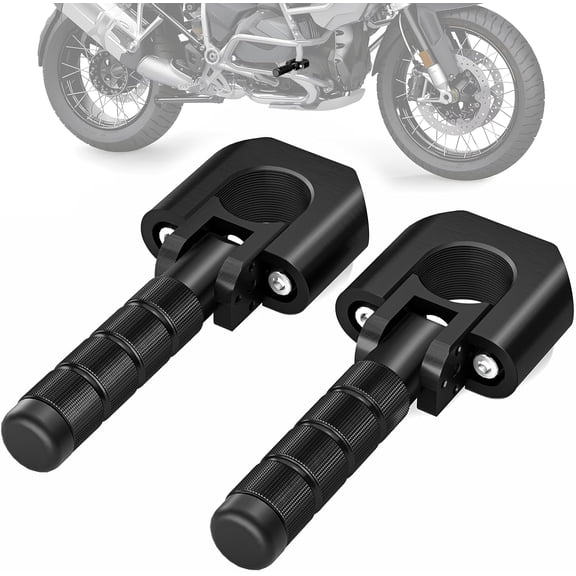 Motorcycle Highway Foot Pegs Adventure Footpegs 7/8"-1.25" Crash Bar Rest Pedal CNC Universal for KLR 650 DR650 XR650L TW200 CRF300L 390/790/890/1290 Tenere 700 V-storm ADV Dual Sport Black