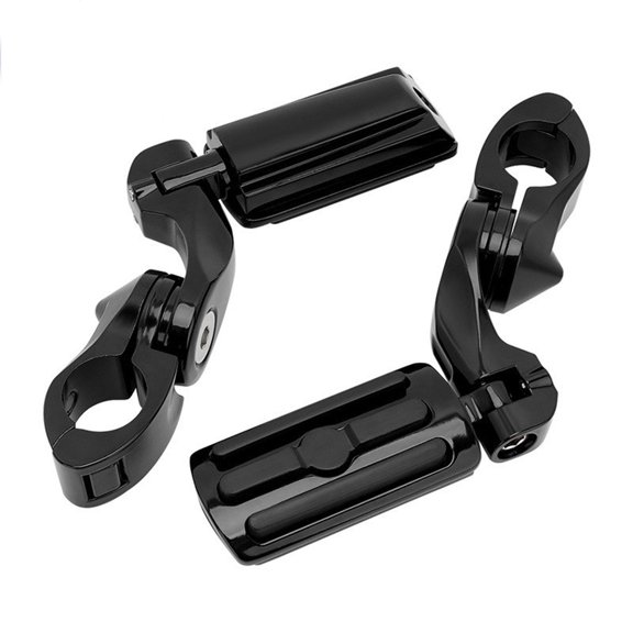 Motorcycle Highway Pegs Short Angled ride Footrest with Adjustable Mount Aluminum Rubber for 1.25" Engine Guard
